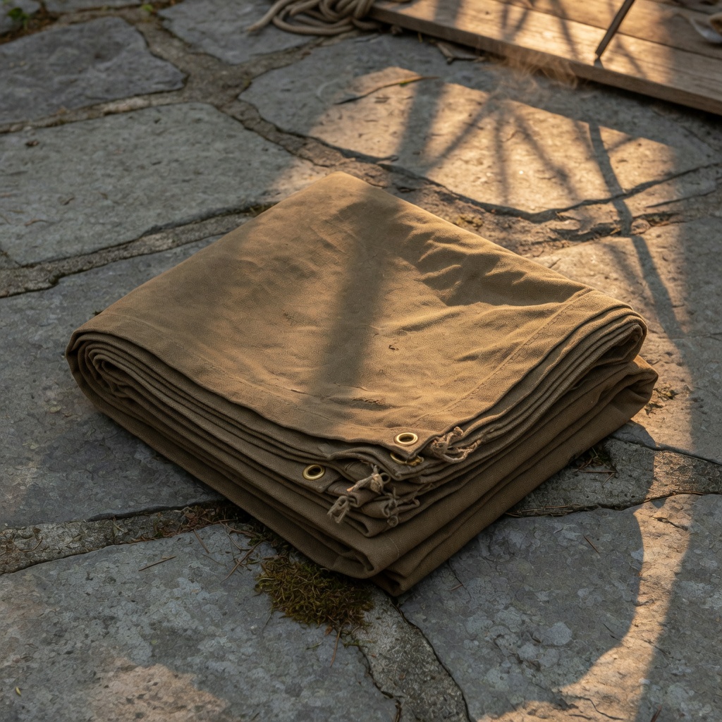 Folded canvas tarp